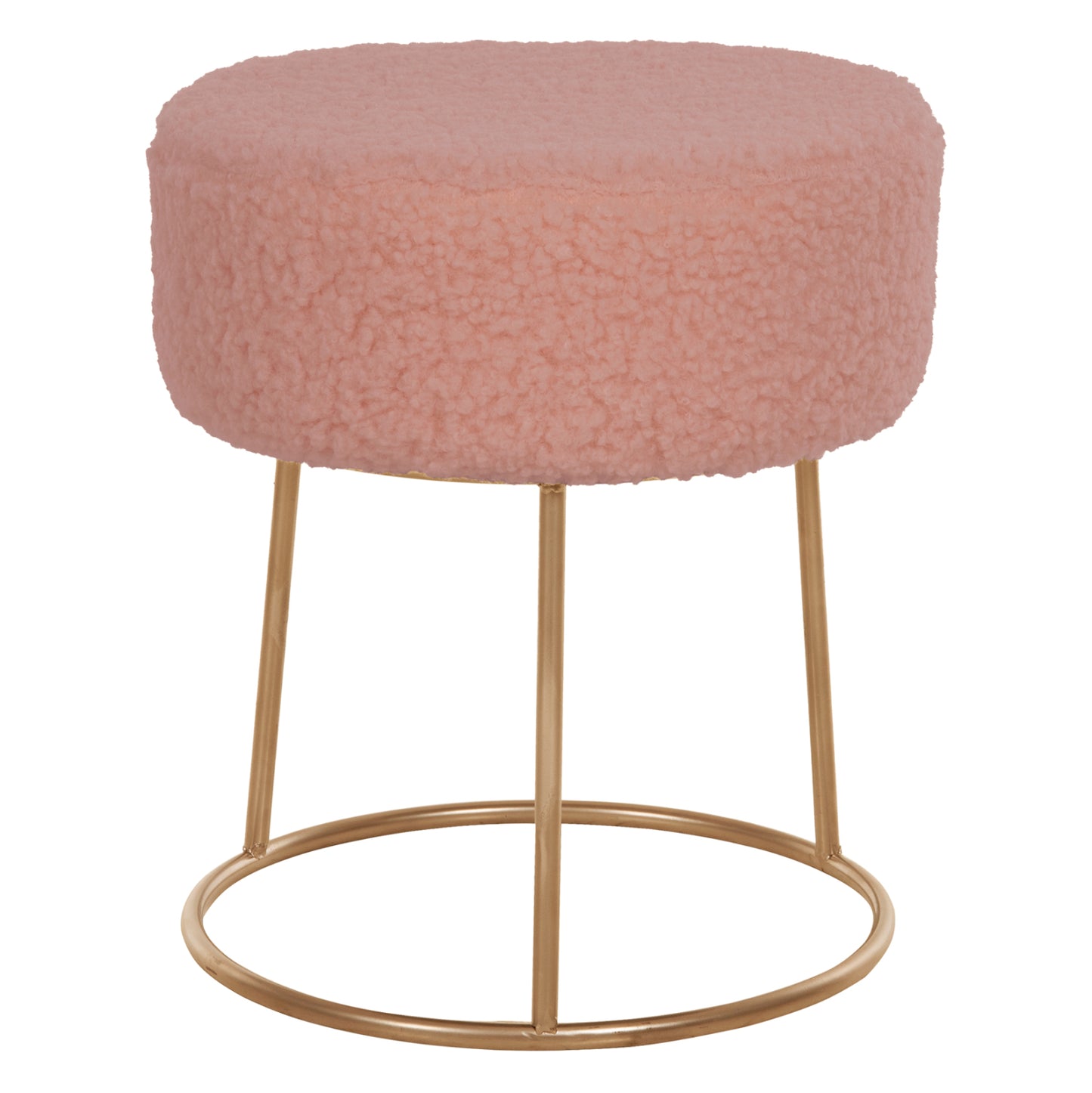 Stool Karlo Hm8411.22 Dusty Pink Boucle Fabric With Gold Base Φ35x41hcm.