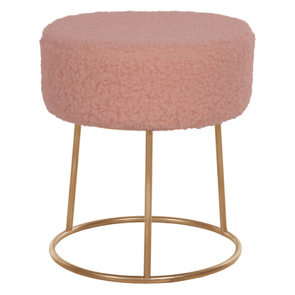 Stool Karlo Hm8411.22 Dusty Pink Boucle Fabric With Gold Base Φ35x41hcm.