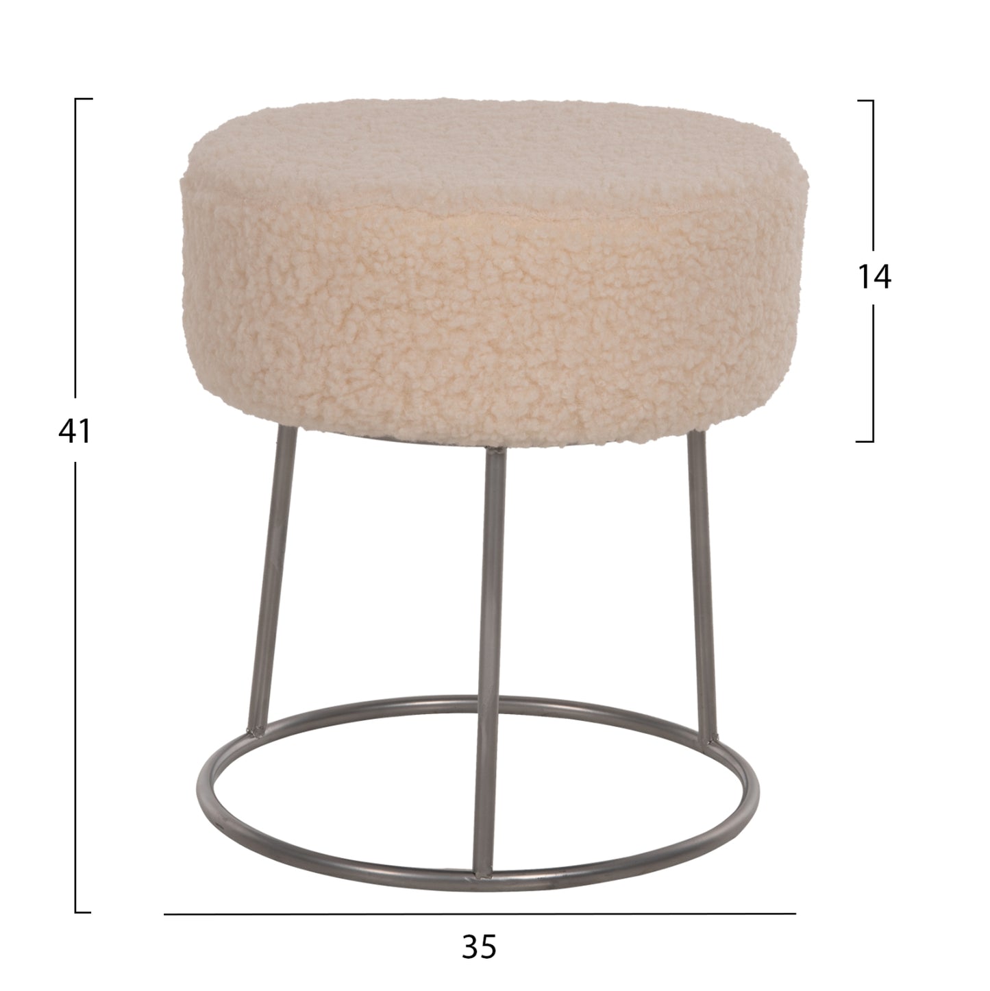 Stool Karlo Hm8411.23 White Boucle Fabric With Silver Base Φ35x41hcm.