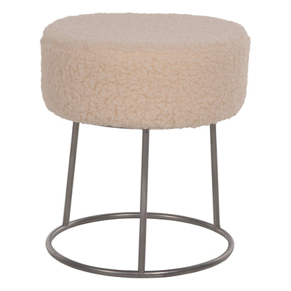 Stool Karlo Hm8411.23 White Boucle Fabric With Silver Base Φ35x41hcm.