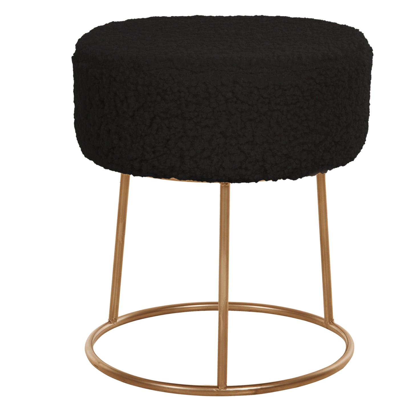 Stool Karlo Hm8411.24 Black Boucle Fabric With Gold Base Φ35x41hcm.