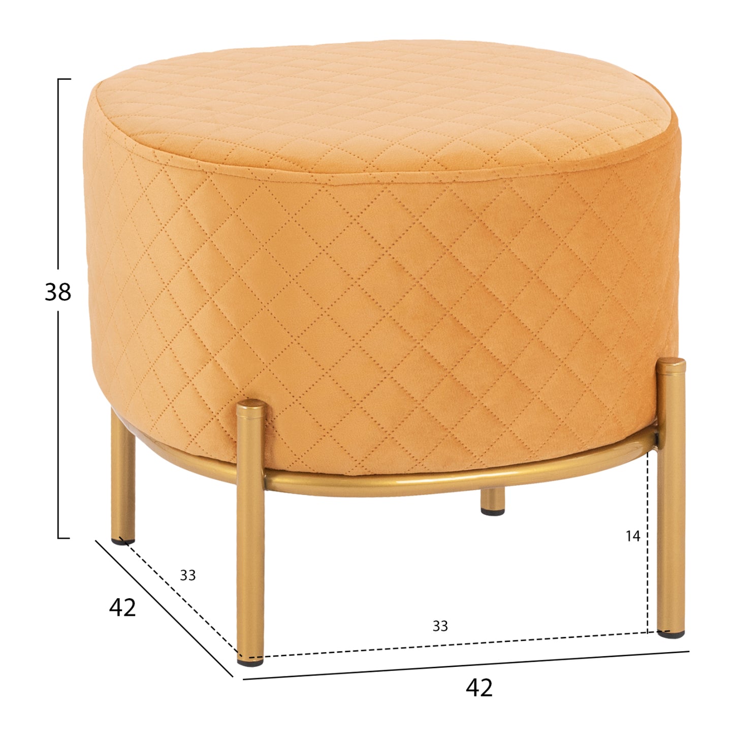 Stool Sinta Hm8638.09 Gold Velvet With Gold Base 42x42x38cm