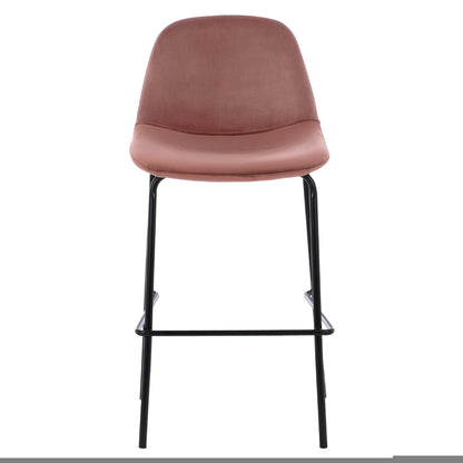 Hm9298.12 Bar Stool, Dusty Pink Velvet, Metal Legs, 47x51x96