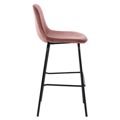 Hm9298.12 Bar Stool, Dusty Pink Velvet, Metal Legs, 47x51x96