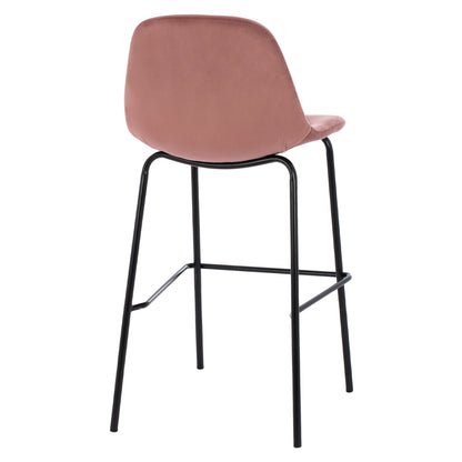 Hm9298.12 Bar Stool, Dusty Pink Velvet, Metal Legs, 47x51x96