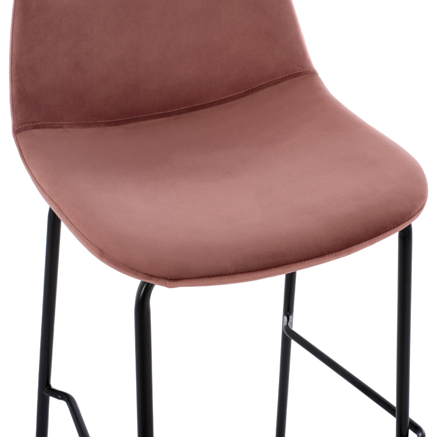 Hm9298.12 Bar Stool, Dusty Pink Velvet, Metal Legs, 47x51x96
