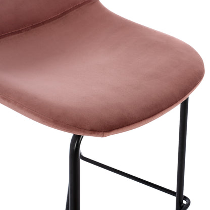 Hm9298.12 Bar Stool, Dusty Pink Velvet, Metal Legs, 47x51x96