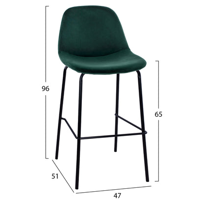 Hm9298.13 Bar Stool Vincent, Cypress Green, Metal Legs, 47x51x96
