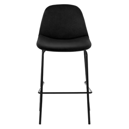 Hm9298.14 Bar Stool Vincent, Black Velvet, Metal Legs, 47x51x96