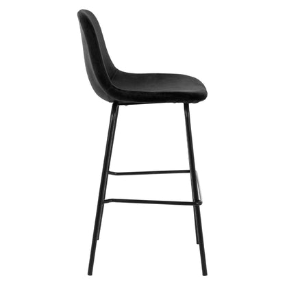Hm9298.14 Bar Stool Vincent, Black Velvet, Metal Legs, 47x51x96
