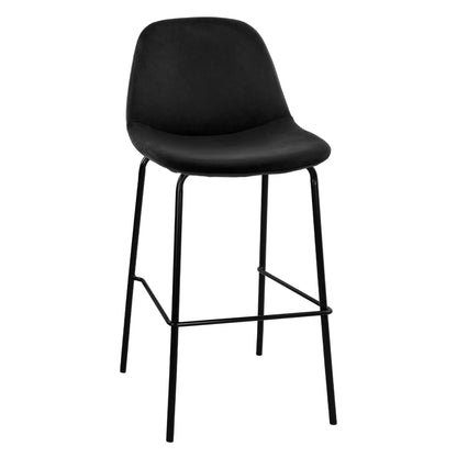 Hm9298.14 Bar Stool Vincent, Black Velvet, Metal Legs, 47x51x96