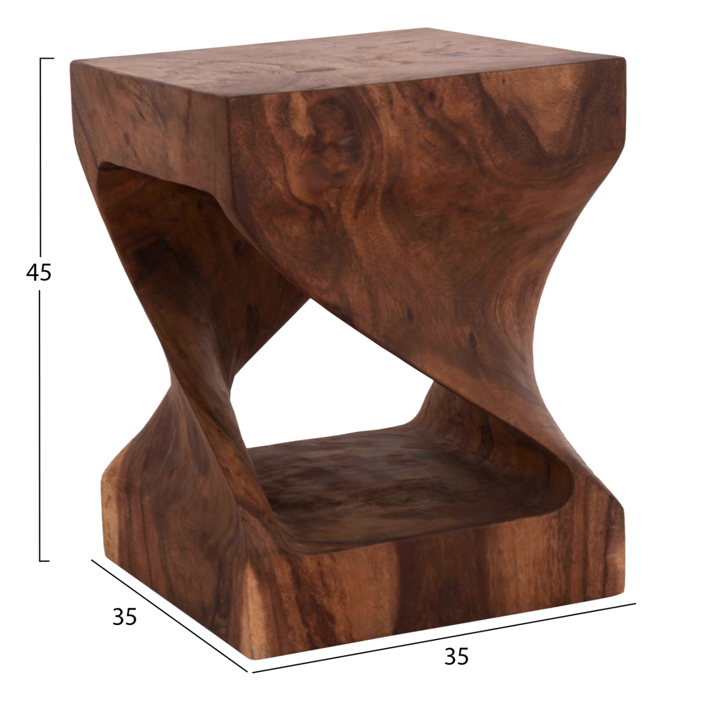 Stool Gebo Hm9754.21 Square--suar Wood In Dark Natural 35x35x45hcm.
