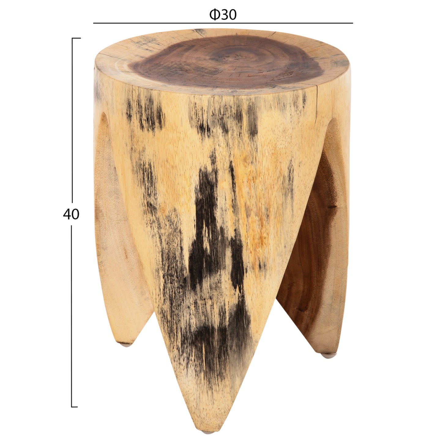Stool Onyx Hm9755 Solid Suar Wood In Natural Color-claw Shape Φ30Χ40hcm.