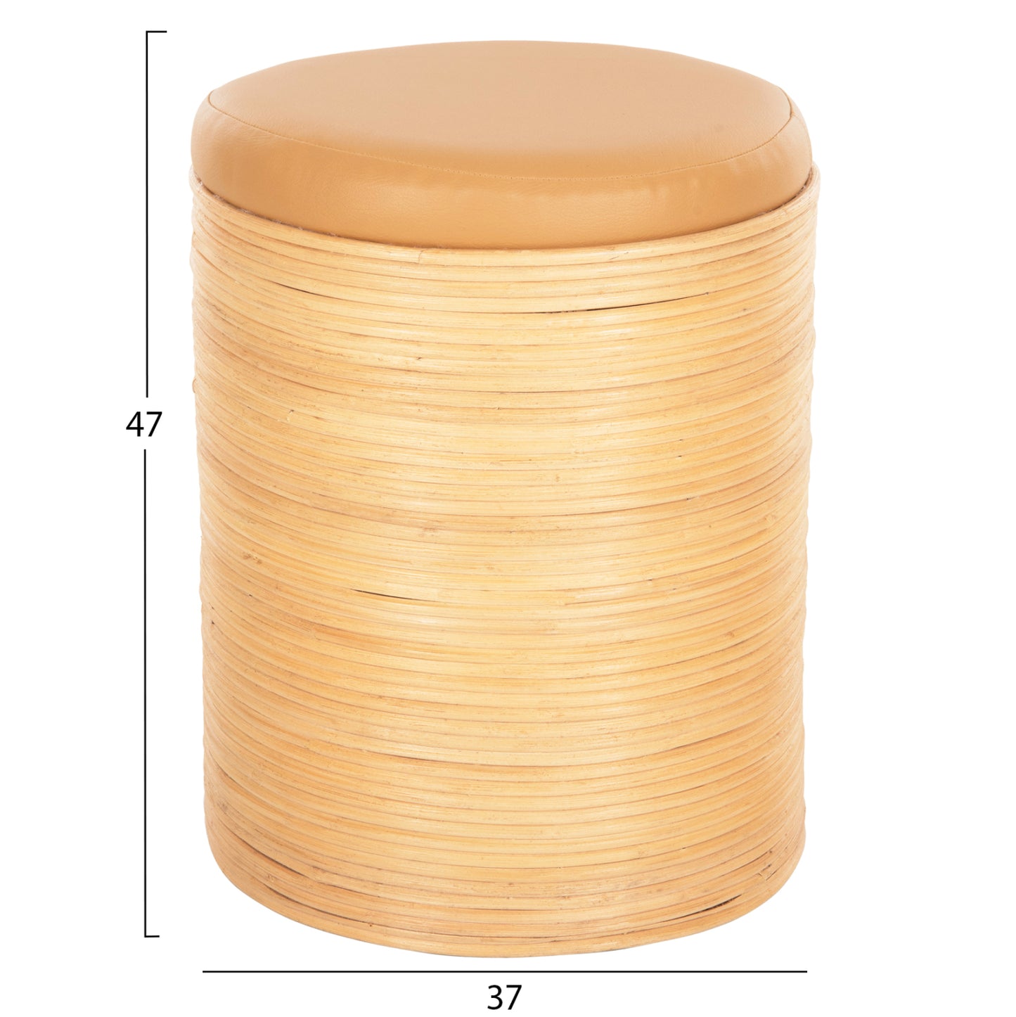 Round Stool Mitch Hm9886 Natural Rattan-beige Pu Seat Φ37x47hcm.
