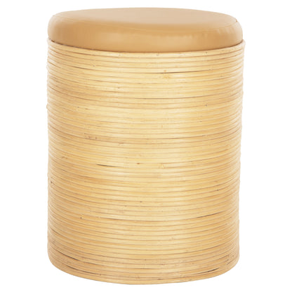 Round Stool Mitch Hm9886 Natural Rattan-beige Pu Seat Φ37x47hcm.