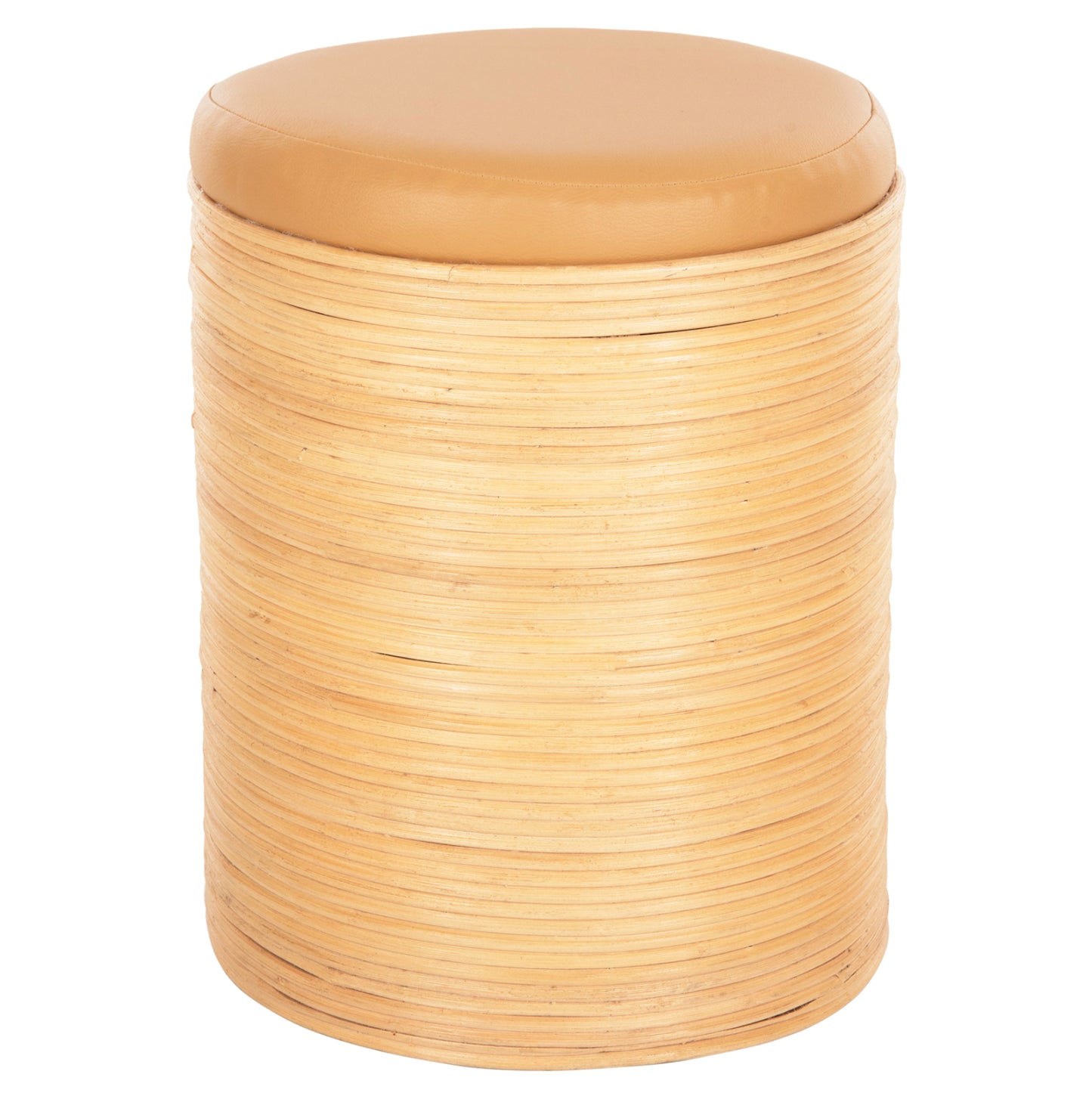 Round Stool Mitch Hm9886 Natural Rattan-beige Pu Seat Φ37x47hcm.