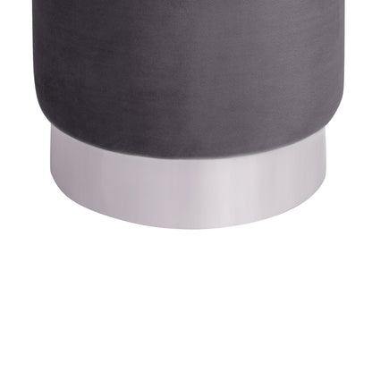 Velvet Stool Levy Hm8408.01 Grey With Silver Base ''35x43cm