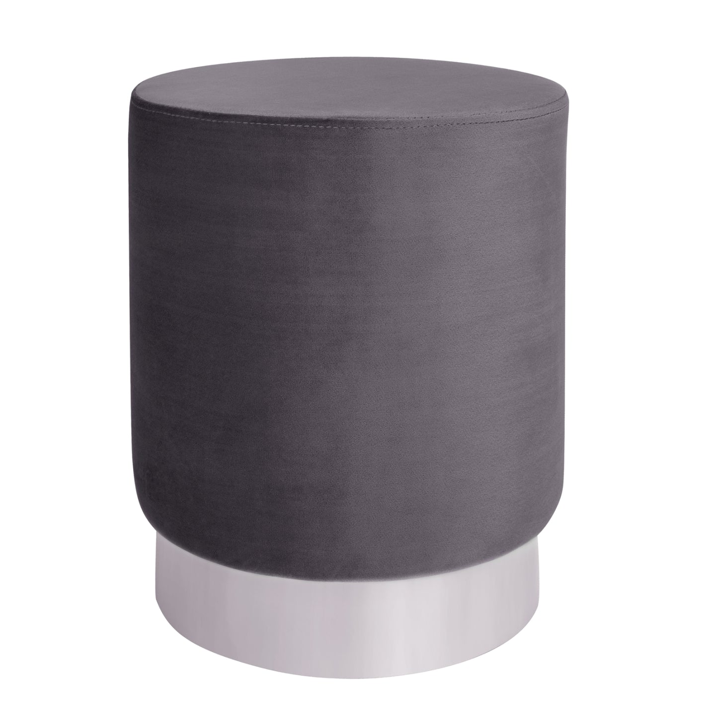 Velvet Stool Levy Hm8408.01 Grey With Silver Base ''35x43cm