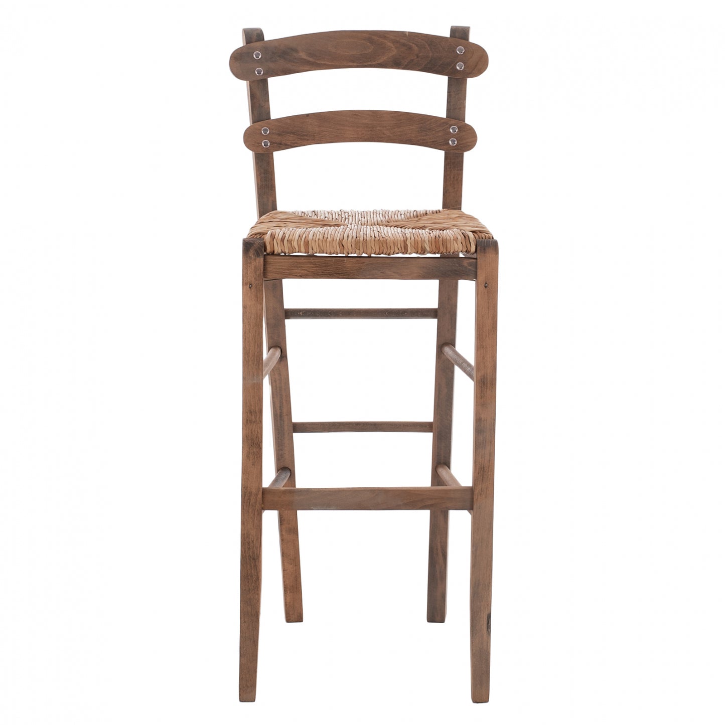 Traditional Stool With Straw Walnut Color Hm10372.01