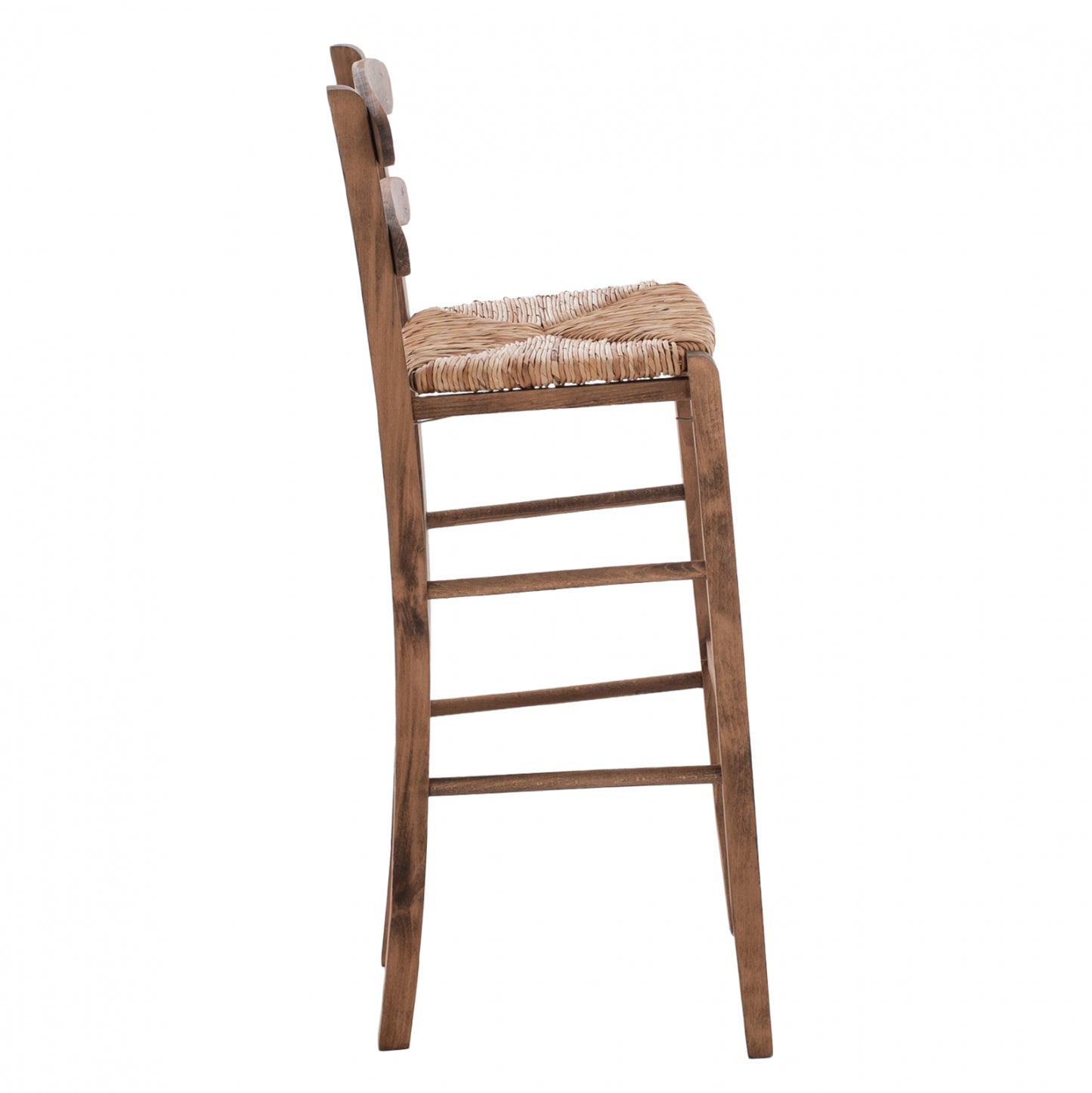 Traditional Stool With Straw Walnut Color Hm10372.01