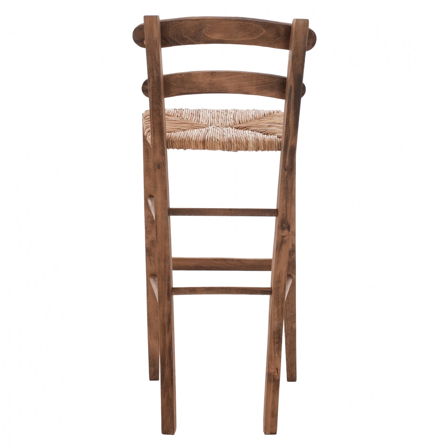 Traditional Stool With Straw Walnut Color Hm10372.01