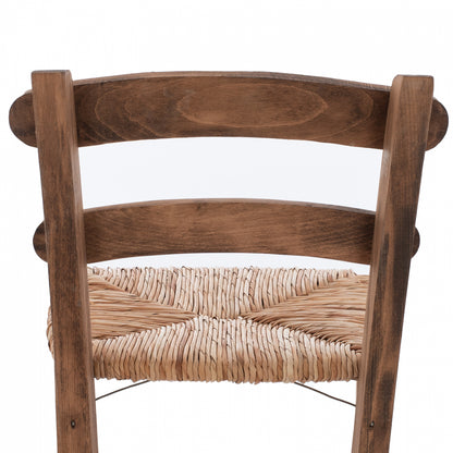 Traditional Stool With Straw Walnut Color Hm10372.01