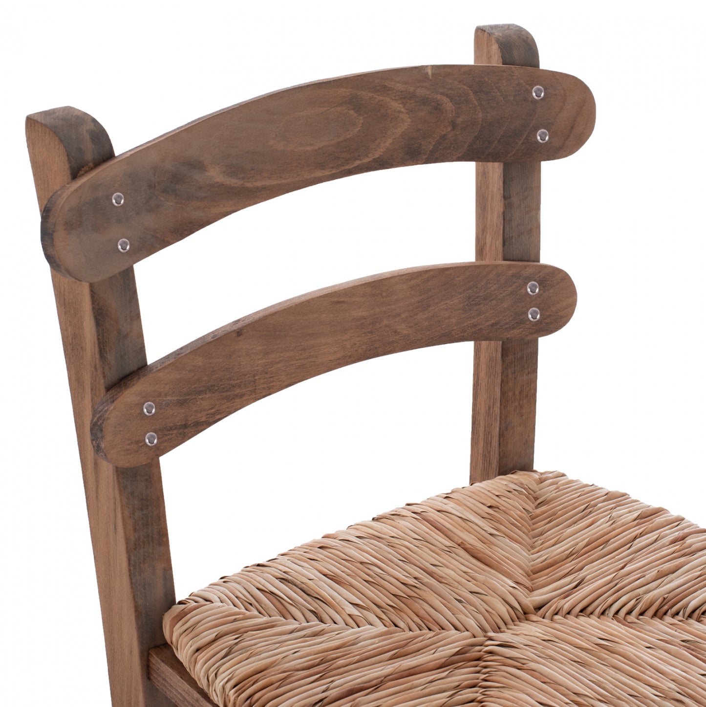 Traditional Stool With Straw Walnut Color Hm10372.01