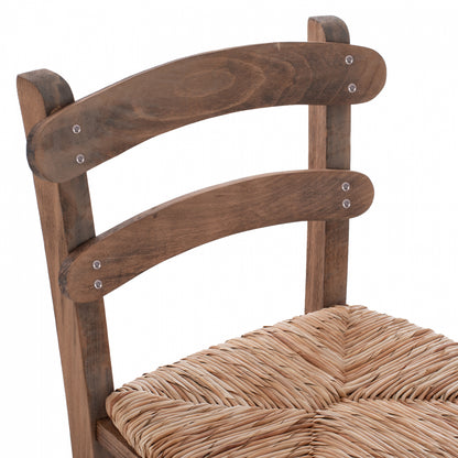 Traditional Stool With Straw Walnut Color Hm10372.01
