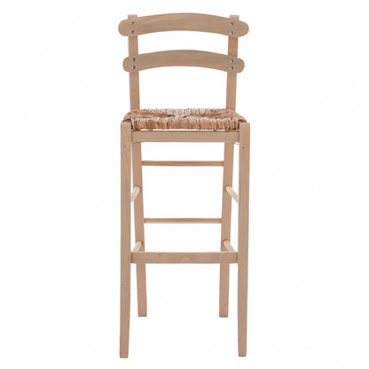 Traditional Stool With Straw Unpainted Hm10372.02