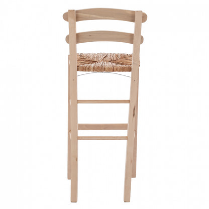 Traditional Stool With Straw Unpainted Hm10372.02