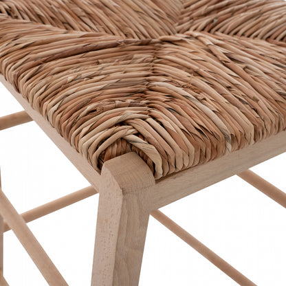 Traditional Stool With Straw Unpainted Hm10372.02