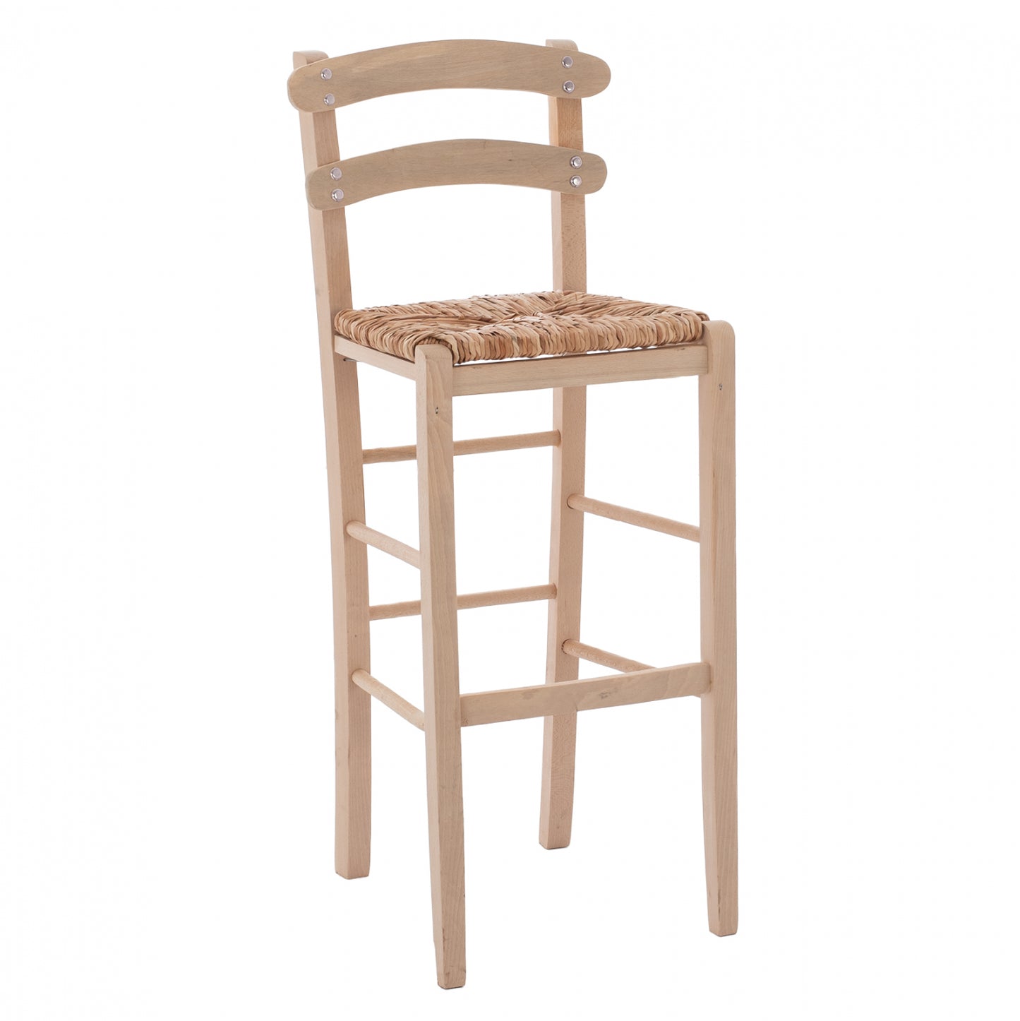 Traditional Stool With Straw Unpainted Hm10372.02