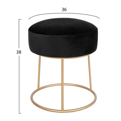 Stool Karlo Hm8411.04 Black With Velvet With Gold Base ''36x38 H Cm