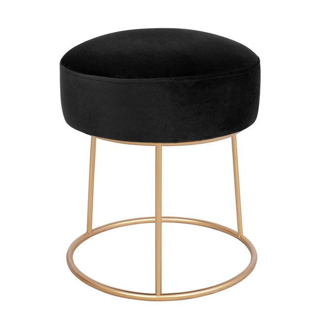 Stool Karlo Hm8411.04 Black With Velvet With Gold Base ''36x38 H Cm