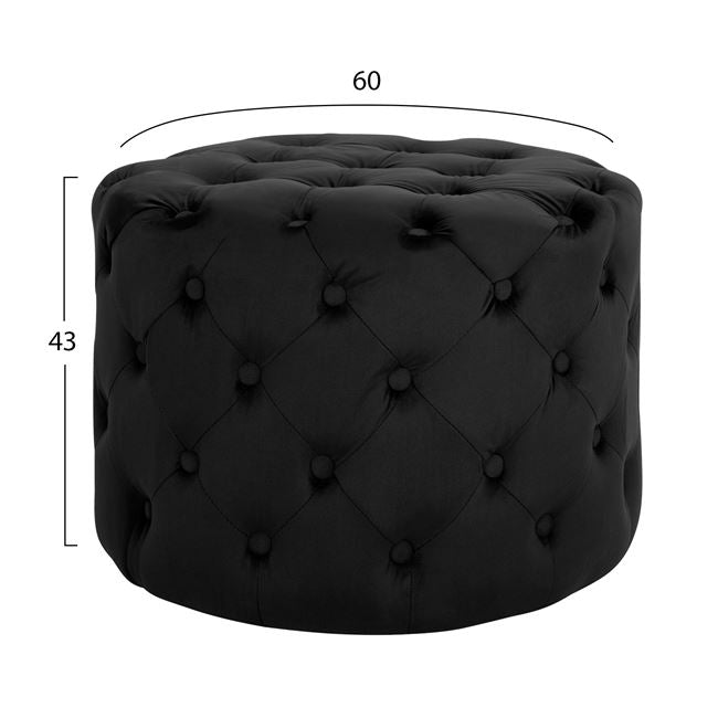 Stool Kassie Hm8406.04 Black Velvet Chesterfield Type D60x43h Cm