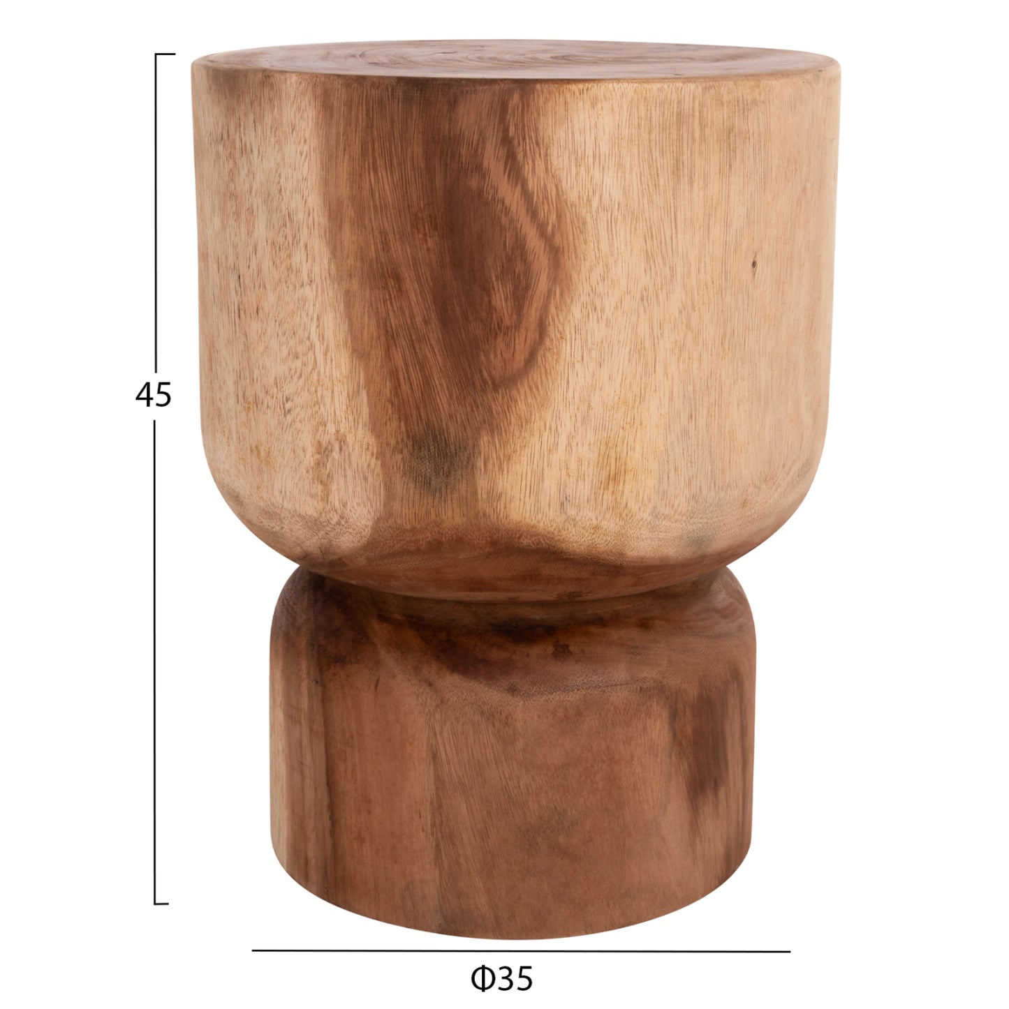 Round Stool Febryd Hm18233.11 Solid Suar Wood In Natural Φ35x45hcm.