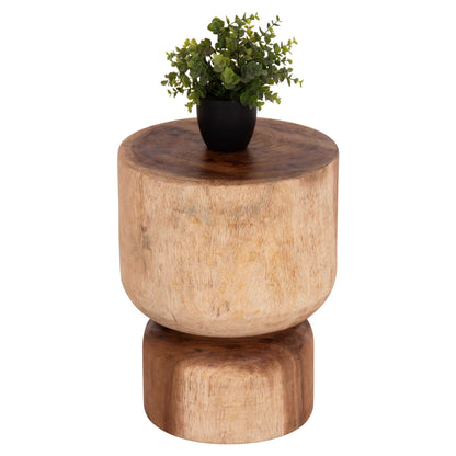 Round Stool Febryd Hm18233.11 Solid Suar Wood In Natural Φ35x45hcm.