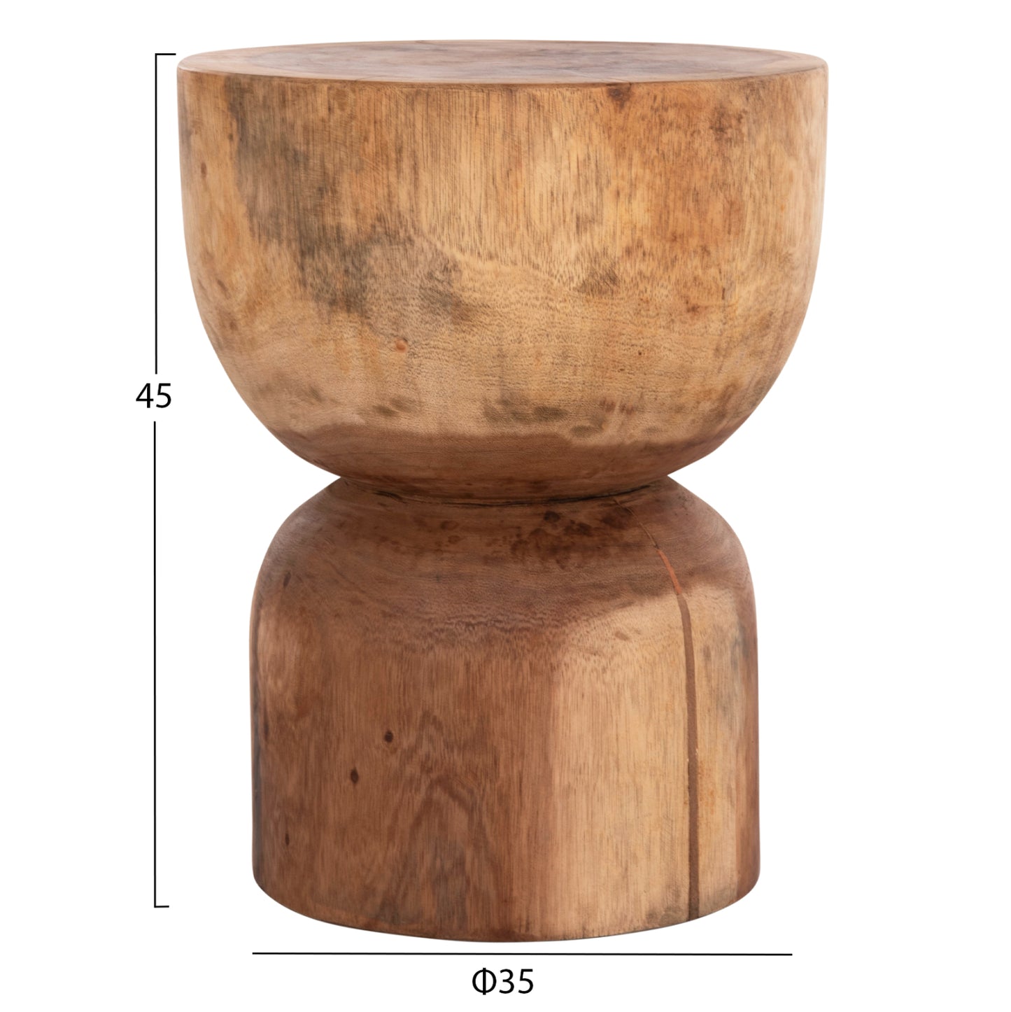 Round Stool Febryn Hm18234.11 Solid Suar Wood In Natural Φ35x45hcm.