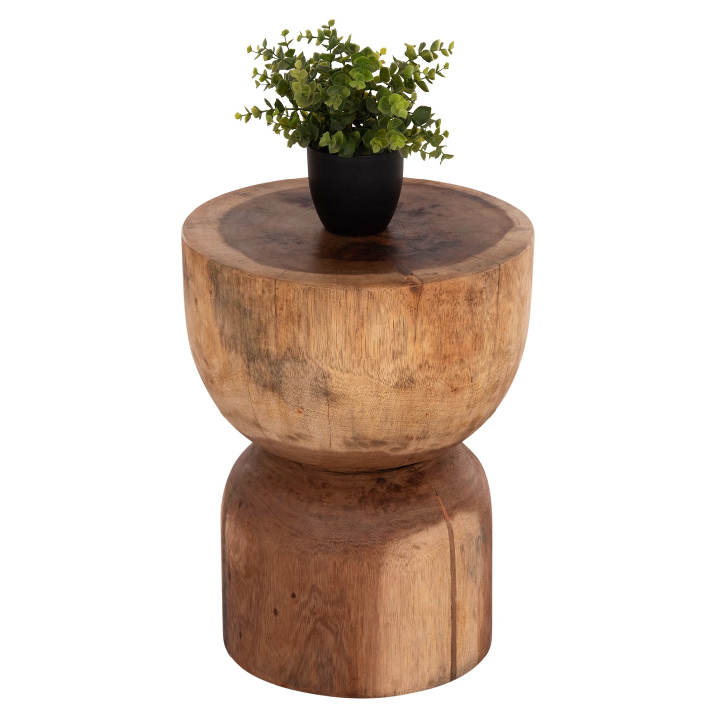 Round Stool Febryn Hm18234.11 Solid Suar Wood In Natural Φ35x45hcm.