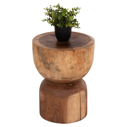 Round Stool Febryn Hm18234.11 Solid Suar Wood In Natural Φ35x45hcm.