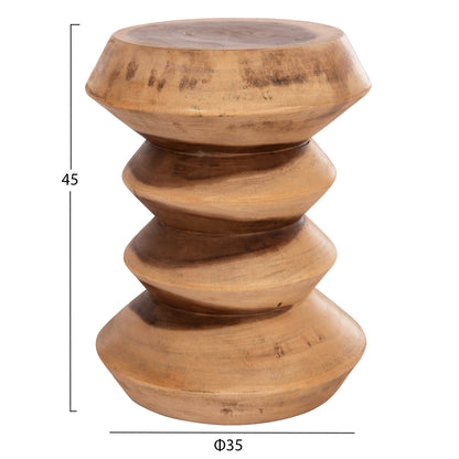 Round Stool Bellows Hm18235.11 Solid Suar Wood In Natural Φ35x45hcm.