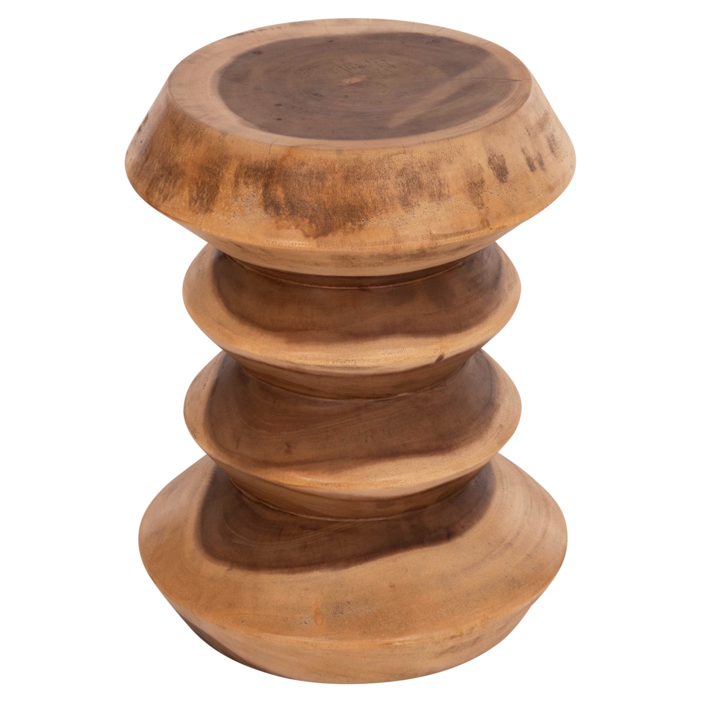 Round Stool Bellows Hm18235.11 Solid Suar Wood In Natural Φ35x45hcm.