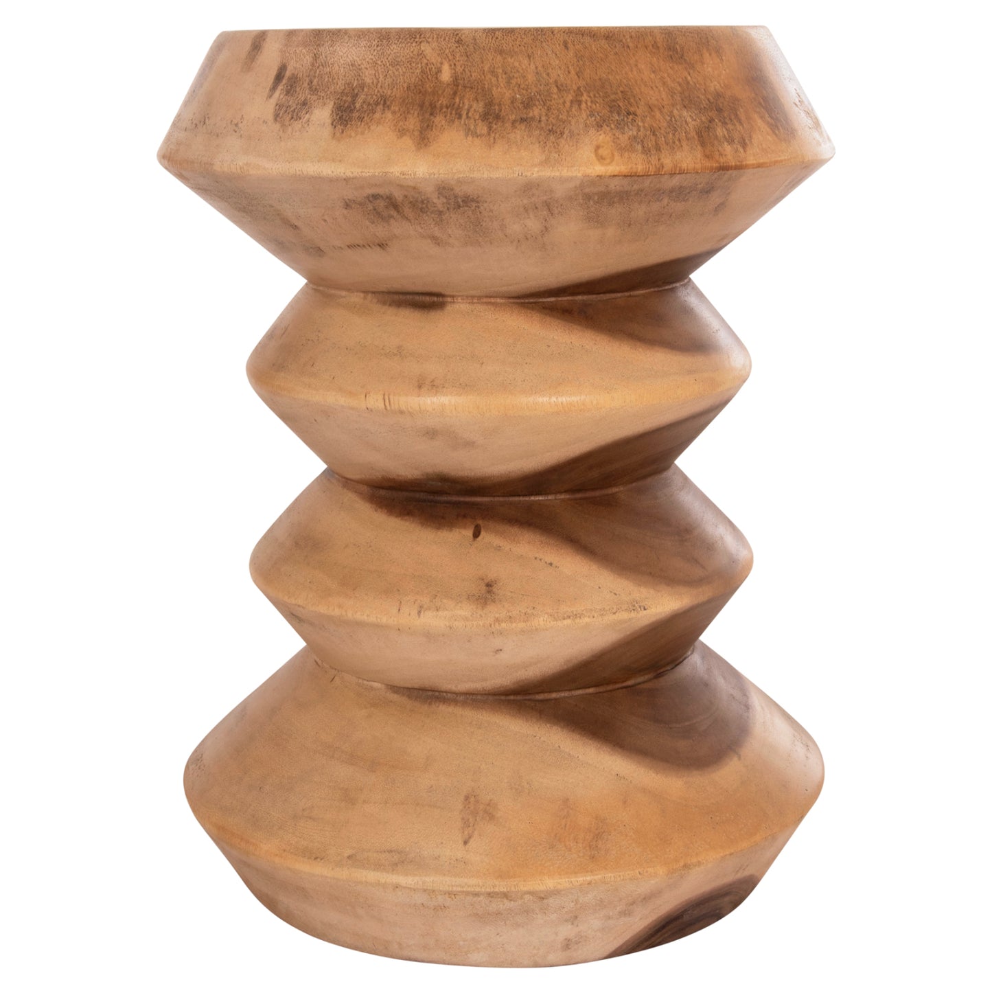 Round Stool Bellows Hm18235.11 Solid Suar Wood In Natural Φ35x45hcm.