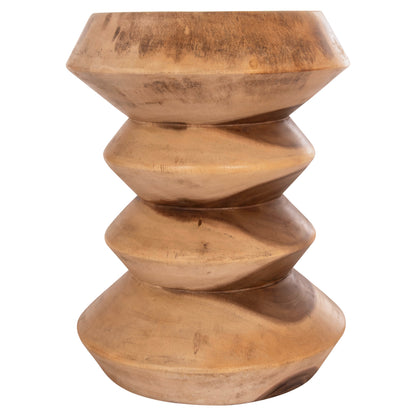 Round Stool Bellows Hm18235.11 Solid Suar Wood In Natural Φ35x45hcm.