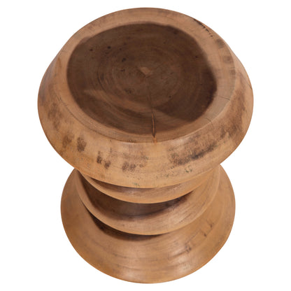 Round Stool Bellows Hm18235.11 Solid Suar Wood In Natural Φ35x45hcm.