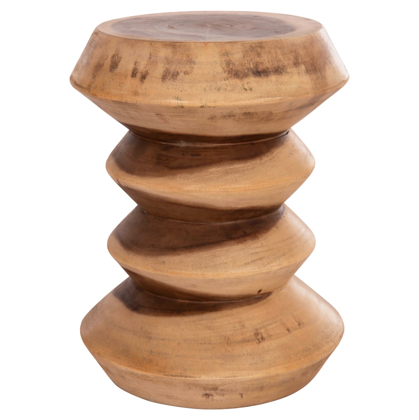 Round Stool Bellows Hm18235.11 Solid Suar Wood In Natural Φ35x45hcm.