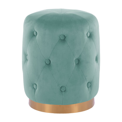 Round Stool Torrie Hm8405.07 Pistachio Green Velvet-gold Base Φ37x46Ηcm.