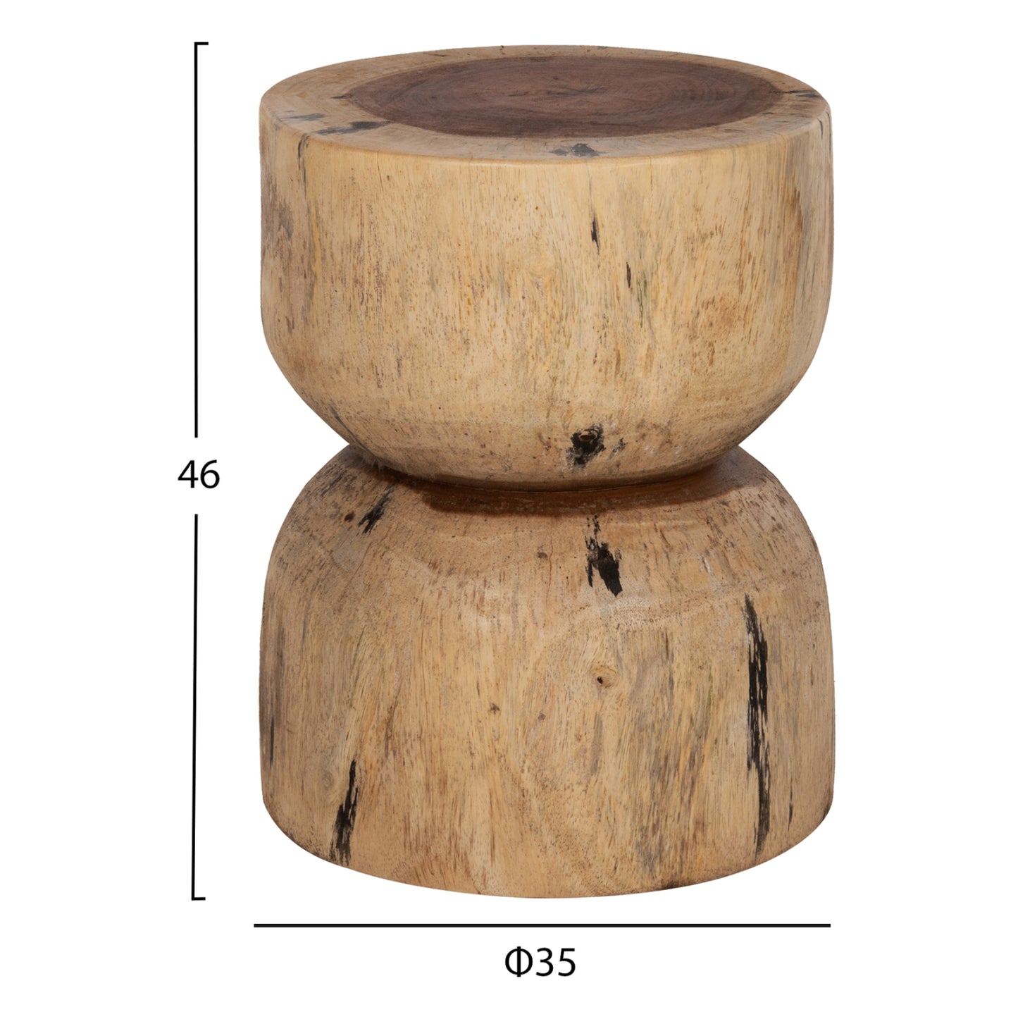 Round Stool Febry Hm9753 Solid Suar Wood In Natural Φ35x45hcm.