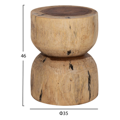Round Stool Febry Hm9753 Solid Suar Wood In Natural Φ35x45hcm.