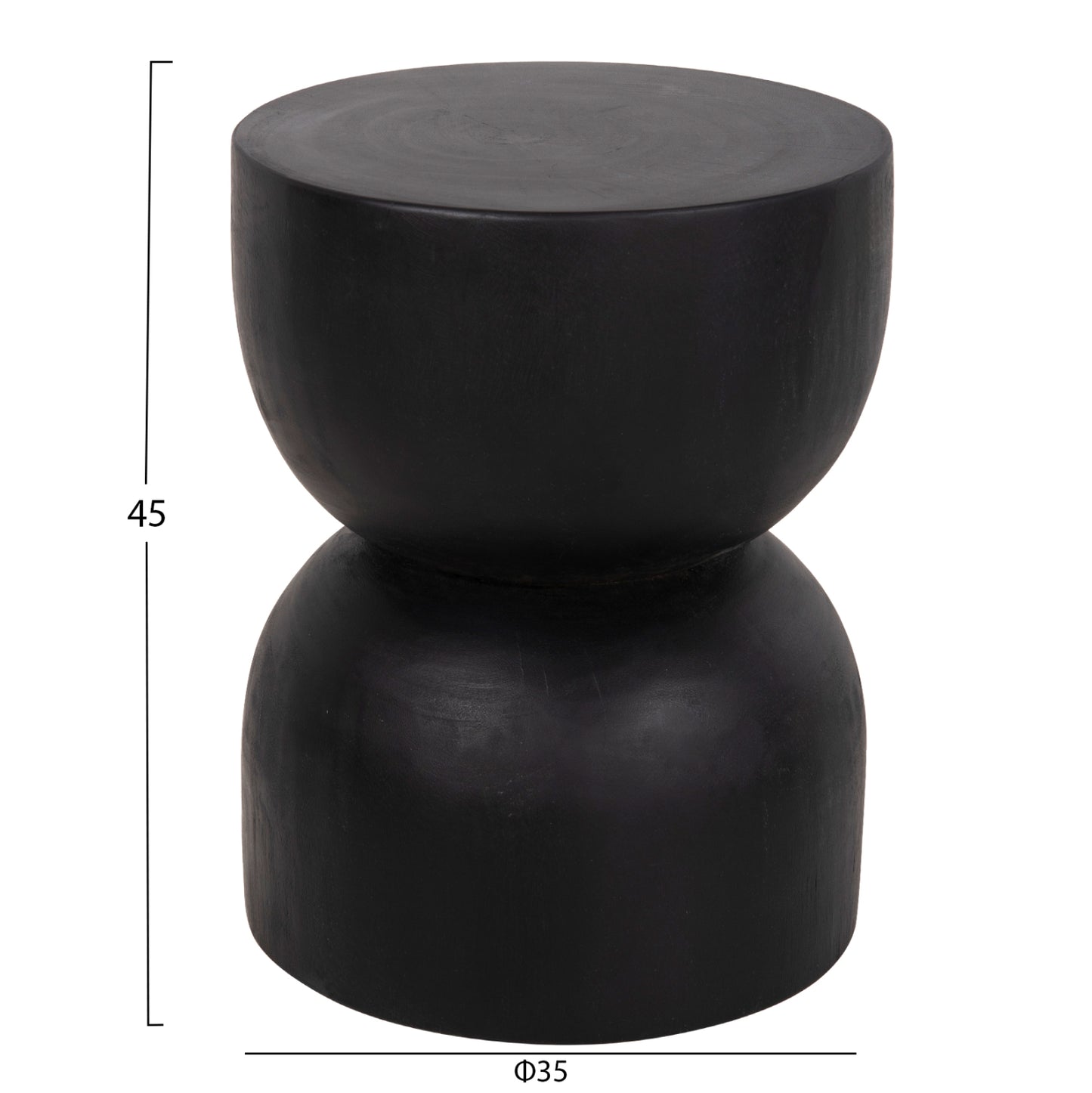 Round Stool Febry Hm9753.02 Solid Suar Wood In Black Φ35x45hcm.